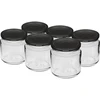 Burk 212ml fi66/4 med svart lock 6 st. ['burkset', ' burkar för sylt', ' burkar med lock', ' burkar fi 66', ' burkar med lock 4 klämmor', ' burkar med svarta lock', ' för konserver', ' för inläggningar', ' kryddbehållare', ' burk för puré', ' burk för honung', ' för inlagda svampar']