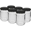Burk 250 ml fi 66/4 svart lock - 6 st. ['burkset', ' burkar för syrning', ' burkar för sylt', ' burkar med lock', ' burkar fi 66', ' burkar med lock 4 klämmor', ' burkar med svarta lock', ' för konservering', ' för inläggningar', ' kryddbehållare']