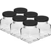 Twist-off burk 120ml - Fyra hörn fi 53 med svart lock, 6st ['burkar för konserver', ' burkar 120ml', ' burkar med twist-off lock', ' burkar med klicklock', ' burkset', ' burkar för konservering', ' burkar med färgade lock', ' färgade lock', ' burkar för sylt', ' burkar för kryddor', ' burk', ' burk med lock']