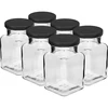 Twist-off burk 150ml Fyra hörn fi 53 med svart lock, 6 st. - 9 