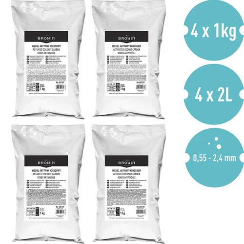 Aktivt kokoskol 1 kg x 4 - set - 2