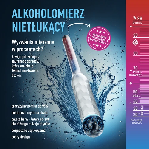 Alkoholmätare okrossbar med provrör, mätområde 20-98% - 6