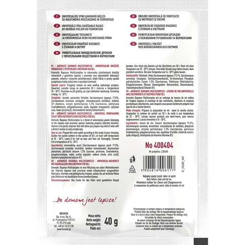 Aromatic Bayanus Multicomplex startpaket för vin, 40 g - 2