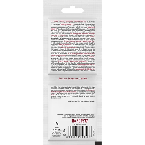 Bayanus-jäst + näring - Universell - 21%, 17 g - 2