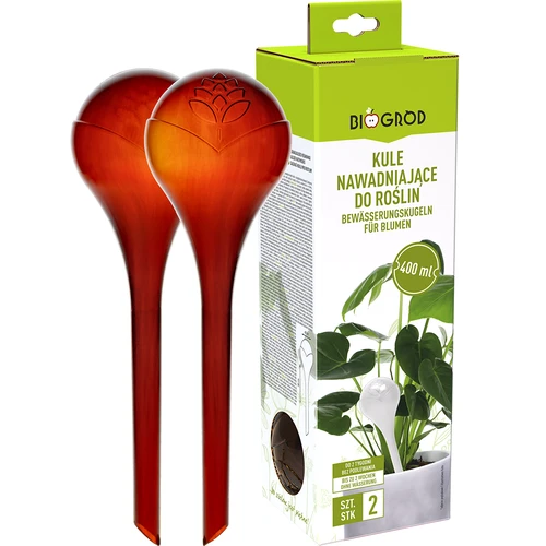 Bevattningskulor för växter, bärnstensfärgade genomskinliga, 400 ml, 2 st. - 3