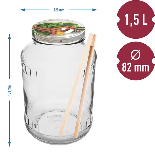 Burk 1,5 L, fi 82/6 med färgat lock + tång - 2