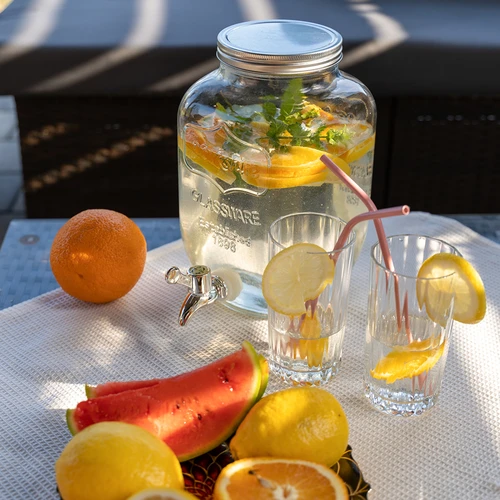 Burk för lemonad, med kran - glas, 4 L - 6