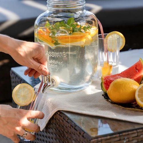 Burk för lemonad, med kran - glas, 4 L - 7