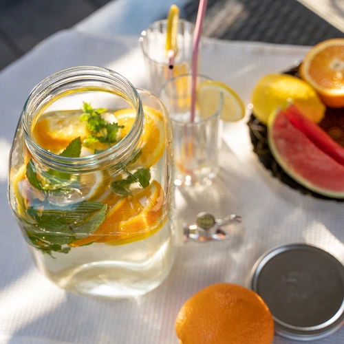 Burk för lemonad, med kran - glas, 4 L - 8