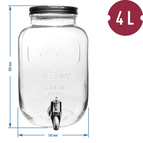 Burk för lemonad, med kran - glas, 4 L - 5