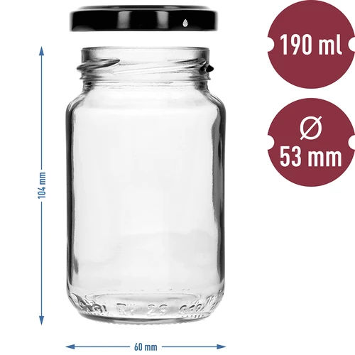 Burk TO 190ml med färgglatt lock fi 53 - 8 st. - 8