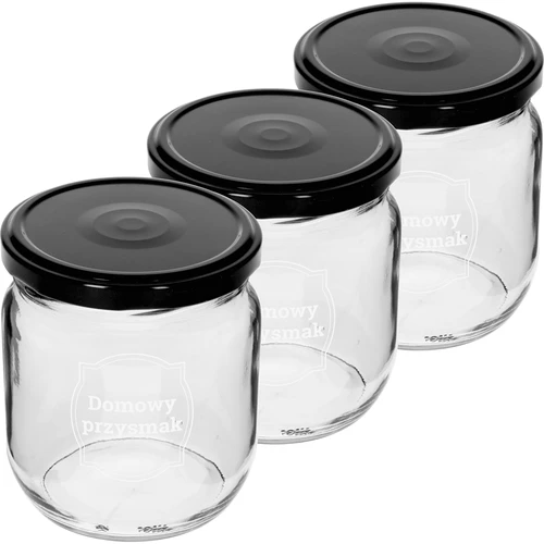 Burk TO 425ml med tryck "Hemlagad delikatess" och svart lock fi 82 - 3st. - 2