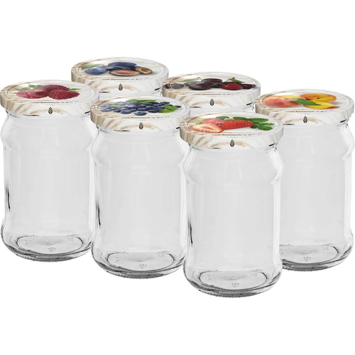 Burkar 300 ml med färgglatt lock fi 66 - 6 st.