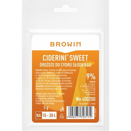 Ciderjäst Ciderini Sweet, 5 g