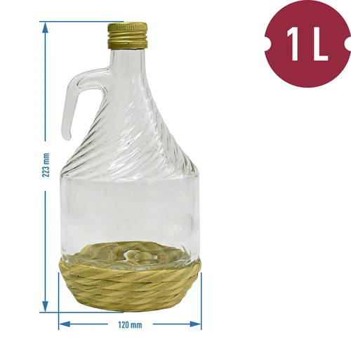 Dama-karaff 1L med flätning, med skruvlock - 2