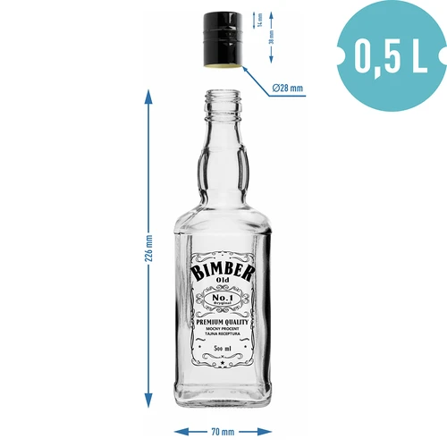 Flaska Daniels 500 ml med skruvkork, tryck ”Bimber OLD”, 1 st. - 6