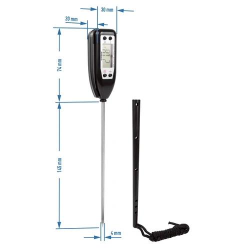 Elektronisk kökstermometer (-50 °C till +300 °C) med fodral, svart - 2