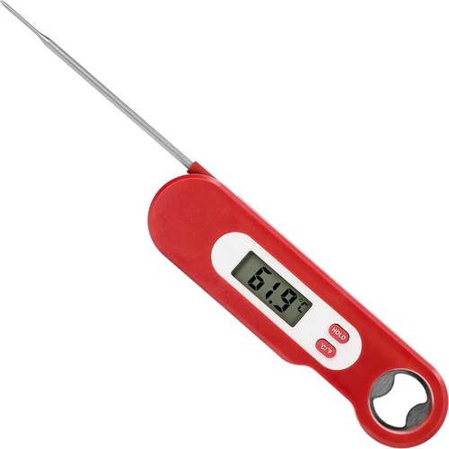Elektronisk matlagningstermometer med vikbar sond (-50/+300℃), röd - 3
