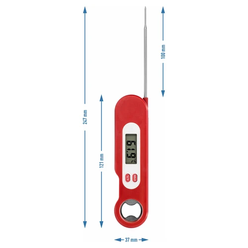 Elektronisk matlagningstermometer med vikbar sond (-50/+300℃), röd - 5