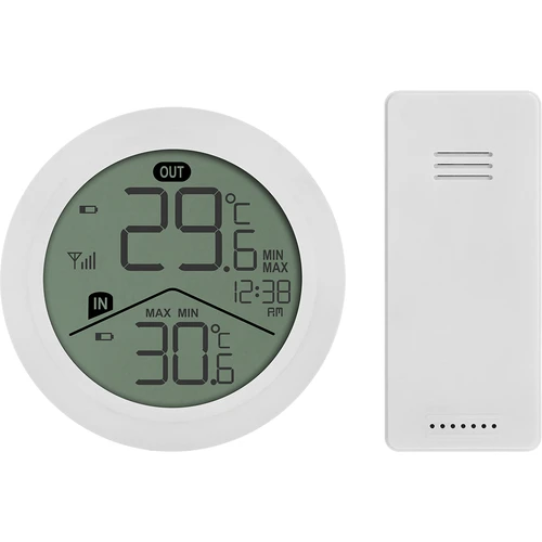 Elektronisk termometer från Soens – med extern sensor, rund, vit
