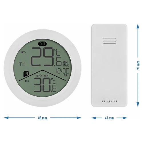 Elektronisk termometer från Soens – med extern sensor, rund, vit - 5