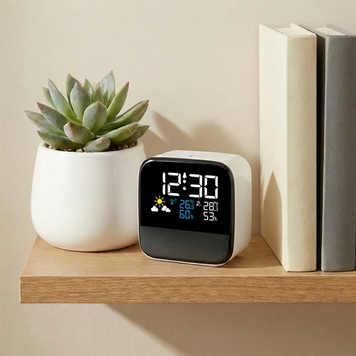Elektronisk väderstation Soens – med trådlös givare, väckarklocka och lampa - 5