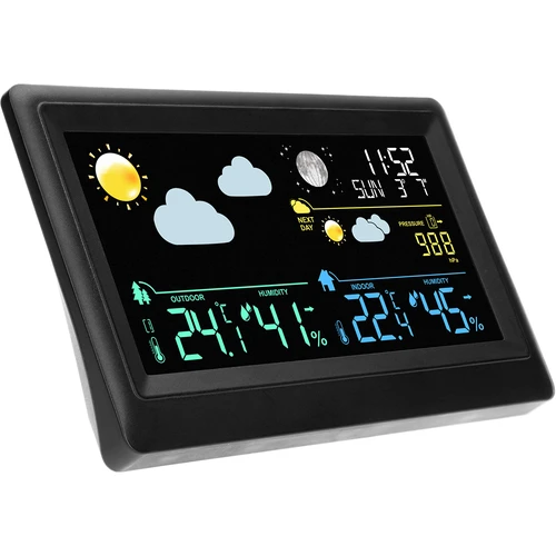 Elektronisk väderstation – trådlös, med sensor, svart - 3