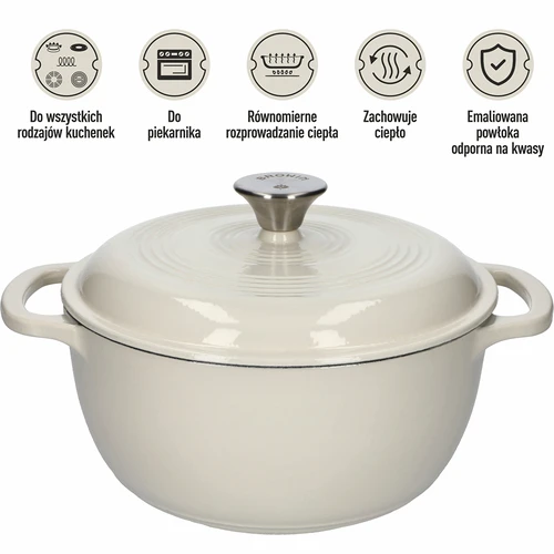 Emaljerad gjutjärnsgryta – ecru, 4 L - 5