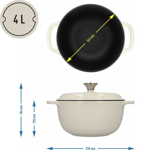 Emaljerad gjutjärnsgryta – ecru, 4 L - 4
