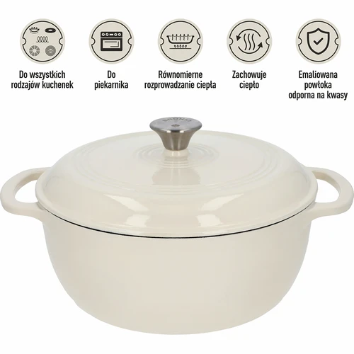 Emaljerad gjutjärnsgryta – ecru, 5,8 L - 5