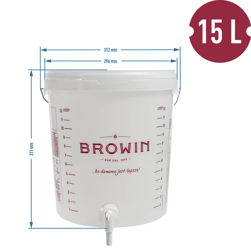 Fermenteringsbehållare 15 L med lock och kran - 12