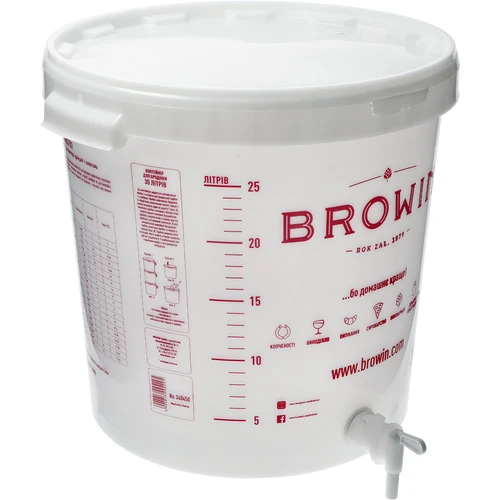 Fermenteringsbehållare 30 L med lock, kran och rör UA - 3