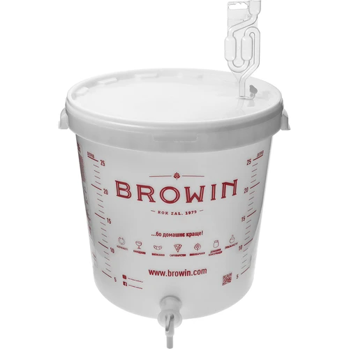 Fermenteringsbehållare 30 L med lock, kran och rör UA