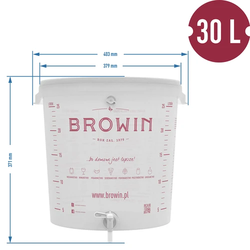 Fermenteringsbehållare 30 L med lock och kran - 9