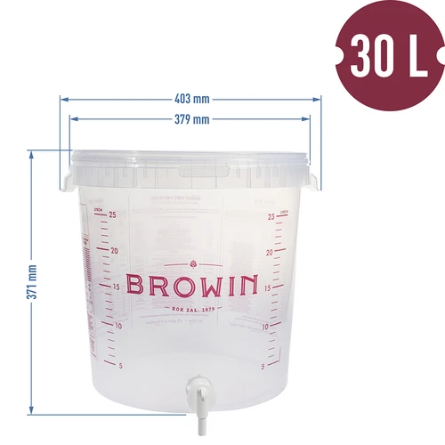 Fermenteringsbehållare 30 L med lock och kran - 13