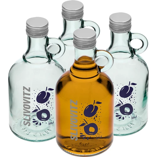 Flaska 0,5 L med skruvlock och 2-färgstryck Slivovitz - 4 st.