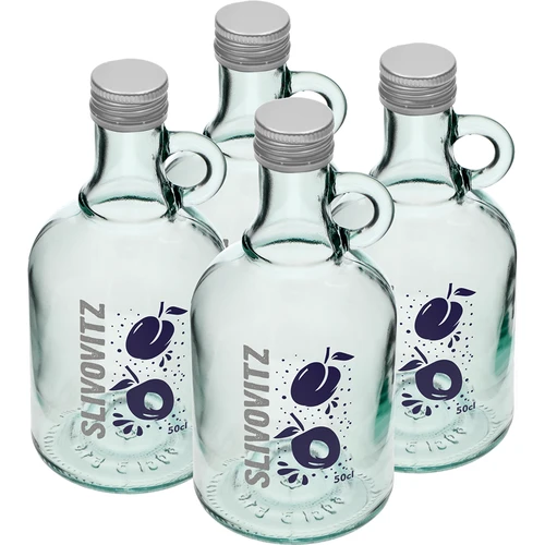 Flaska 0,5 L med skruvlock och 2-färgstryck Slivovitz - 4 st. - 2