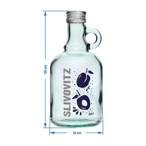 Flaska 0,5 L med skruvlock och 2-färgstryck Slivovitz - 4 st. - 7