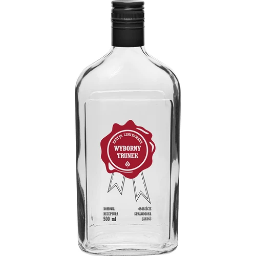 Flaska 500 ml med skruvkork, tryck ”Wyborny Trunek”, 1 st.