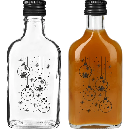Pluntaflaska 200 ml med skruvkork, tryck "Julkulor", 1 st. - 2