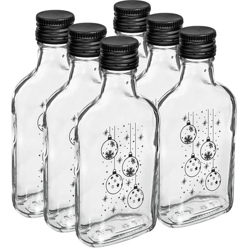 Pluntaflaska 200 ml med skruvkork, tryck "Julkulor", 1 st. - 4