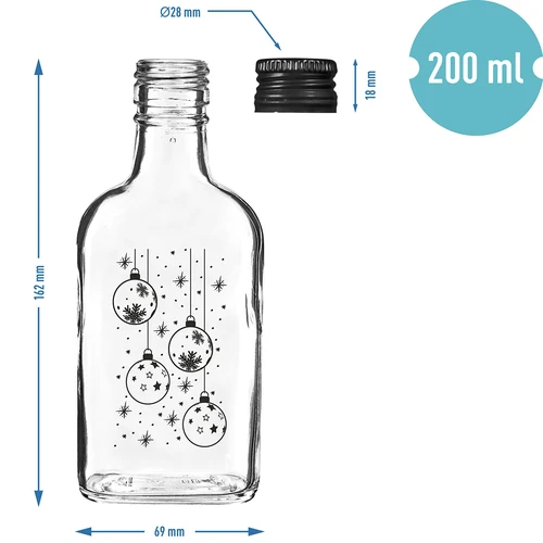 Pluntaflaska 200 ml med skruvkork, tryck "Julkulor", 1 st. - 5
