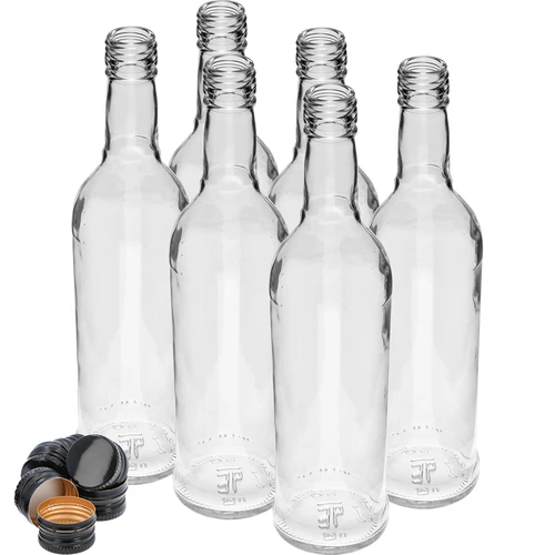 Flaska 500 ml Smal, med svart skruvkapsyl, för vodka, 6 st. - 3