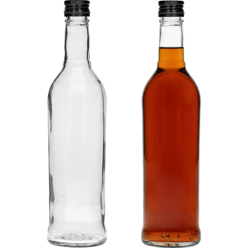 Flaska 500 ml Smal, med svart skruvkapsyl, för vodka, 6 st. - 5