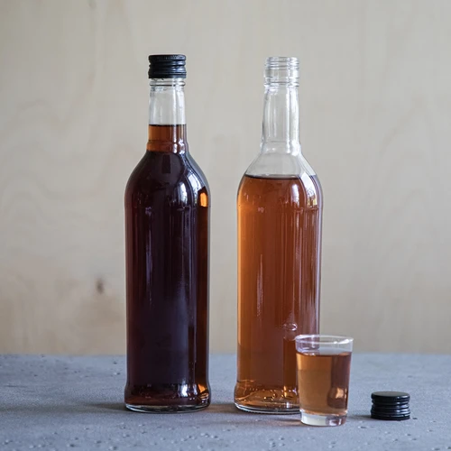 Flaska 500 ml Smal, med svart skruvkapsyl, för vodka, 6 st. - 9