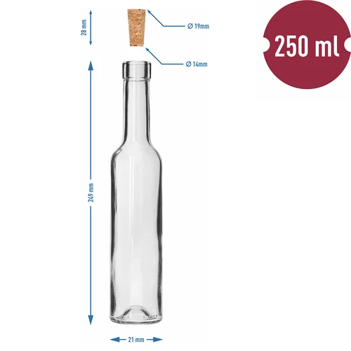 Flaska BELISSIMO 250 ml, med naturkork, 1 st. - 5