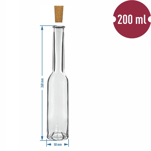 Flaska för likör 200 ml 6 st.+ 6 korkar 23/18 - 7