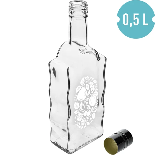 Flaska Klasztorna 500 ml med skruvkork och tryck ”Frukter”, mönster 1 - 2