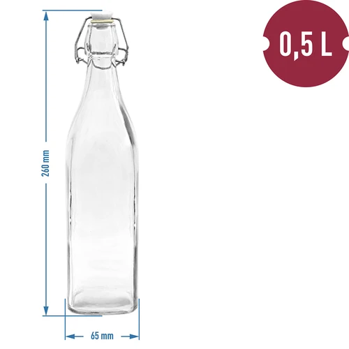 Flaska Kvadrat med hermetisk förslutning 0,5 L - 2