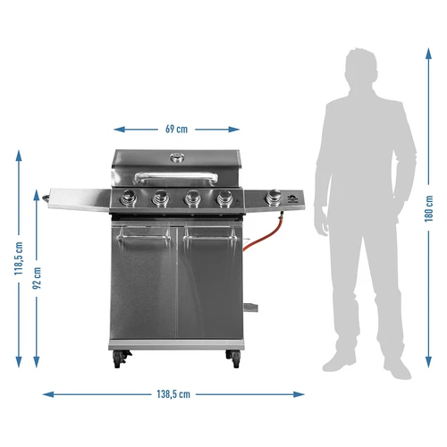 Gasolgrill dragON BBQ201, 18,8 kW, silver - 12